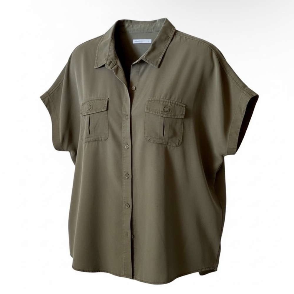 Marine Layer Dana Short-Sleeve Shirt Dusty Sage Olive Green XS Tencel Camp Shirt - Picture 5 of 9